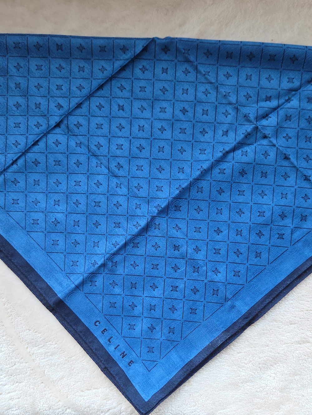 Celine Two-Tone Blue Monogram Small Scarf